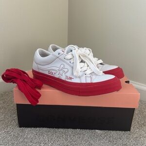 Golf le Fleur White and Red Converse